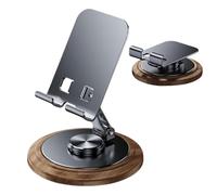 Générique Cell Phone Stand - Metal Walnut 15x9.6cm | Foldable 360 Degree Rotatable Tablet Mount Holder | Portable Smartphone Desk Stand for Phones Tablets Up to 12.9 inch for Home Office
