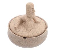 Générique Cendrier Créatif Rond en Résine avec Couvercle, Design Yoga | Porte-cendrier Khaki pour Bureau et Salon, Facile à Nettoyer, Anti-vent, Cendrier Poussoir Décoratif