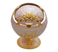 Générique Cendrier Décoratif Vintage en Alliage Couvercle Rabattable Finition Or Accessoire pour Fumeur Maison Bureau Salon Cendrier Compact et Pratique