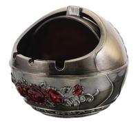 Générique Cendrier en Métal Rétro Européen avec Couvercle Anti-Cendres, Petit Cendrier Portable Couleur Bronze Paon, Résistant aux Chutes, Décoratif pour Salon, Terrasse et Voiture,