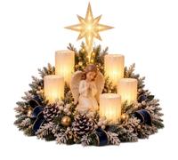 Générique Centre de Table Noel avec Bougies LED et Figurine Ange pour Fête | Charmant Centre de Table Noel Festif avec Bougie LED, Décoration d'Intérieur pour Cheminée et Cadeaux de Fête
