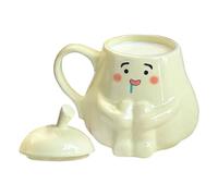 Générique Ceramic,450ml Cute Pear Shape Ceramic Decorative Milk Drinkware,Meaningful Tea With Handle And Dust Proof Lid Design - For Tea Latte Coffee Milk Water Cafe Kitchen Restaurant