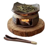 Générique Ceramic Aromatherapy Stove Essential Oil, Handmade Ceramic Candle Wax Melts Warmer with Tealight Holder, Aromatherapy Burner, for Home Fragrance, Bedroom Decoration (Set A(with Base))