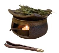 Générique Ceramic Aromatherapy Stove Essential Oil, Handmade Ceramic Candle Wax Melts Warmer with Tealight Holder, Aromatherapy Burner, for Home Fragrance, Bedroom Decoration (Set B(with No Base))