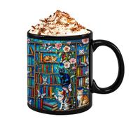 Générique Ceramic Coffee Cup | 350ml Cat Theme Drinkware | Ceramic Coffe Mug Library Cup | for Tea Milk Water Juice Animal Lovers Writers Reading Enthusiasts Home Apartment