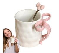 Générique Ceramic Coffee Cup - Ceramic 500ML 9.2cm | Charming Ribbon Mug, Bow Handle Cup, Coffee Mug With Spoon, Cute Tea Mugs | Gift Giving
