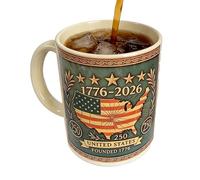 Générique Ceramic Coffee Mug - 400ml 250th Commemorative Cup, Flat 2D Heat Retention Design | Large Tea Milk Juice Vessel For Father Dad Husband Home Gathering Hotel Apartment Souvenir