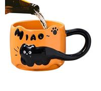 Générique Ceramic Coffee Mugs - 380ml Cat Coffee Cup | Cat Tea Cup | Stackable Animal Cups | Cute Decorative Ceramic Cartoon Côffee Drinking Mug Dinnerware for Kitchen Women Girls Mom Dad