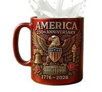 Générique Ceramic Coffee Mugs - 9x10x8cm 250th USA Mug, 11 Oz Ceramic Cups | US Eagle | 250th Flag & Eagle Design Commemorative Cup With Handle For Men Women Adults Travel Soup Tea