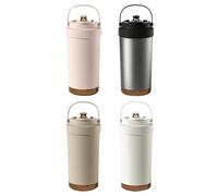 Générique Ceramic Coffee Tumbler - 500ml Leakproof Travel Mug with Cream White Finish | 316 Stainless Steel + Ceramic Lining, PP Handle, Long-Term Heat Preservation and Cooling