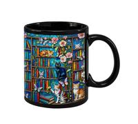 Générique Ceramic Mug - 350ml Coffee Cup | Book Lover Cat Theme Drinkware | Heat Resistant Tea Mug | For Chocolate Water Juice Home Dorm Office Apartment Reading Lovers Gift