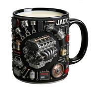 Générique Ceramic Mug - Realistic Mechanical Engine Coffee Cup | 3D Piston & Gear Design With Anti-Slip Handle, Novelty Motor Gift For Car Lovers, Husband & Men, 15oz, Silver & Black