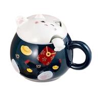 Générique Ceramic Mugs | Cat Design Lid Fun Beverage Drinkware, Ceramic Tea Mug For Cappuccino Cocoa Latte Wine Juice Beer Milk Kitchen Cafe Restaurant Home Birthday Use, Handy Piece For Daily