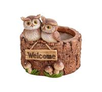 Générique Ceramic Planter - Whimsical Owl Holder, Handcrafted Rustic Stoneware Basin with Drainage Hole Design, Multi Purpose Desktop Accessory Storage, Ideal for Workplace Study Vanity