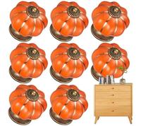 Générique Ceramic Pumpkin Cabinet Knobs, Set of 8 Round Handles, Includes Zinc Alloy Mounting Screws, Modern Pull Handles for Drawers and Cabinets, for Stylish Home Decor, 3.9x2.7x3.8cm