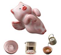 Générique Ceramic Tea Pet Piggy Cartoon Tea Cup,Funny Cartoon Ceramic Pig Teas Pet,Spit Bubbles Little Pigs Statue Teas Pets Ornament for Living Room Office (B)
