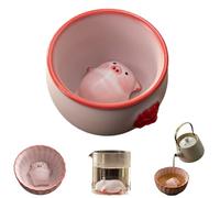 Générique Ceramic Tea Pet Piggy Cartoon Tea Cup,Funny Cartoon Ceramic Pig Teas Pet,Spit Bubbles Little Pigs Statue Teas Pets Ornament for Living Room Office (C)