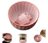 Générique Ceramic Tea Pet Piggy Cartoon Tea Cup Set, Funny Handmade Chinese Teacup with Flying or Lying Pig Pet, Adornment Collectible Piggy Statue Teacup Decoration,Gifts for Teas Lovers