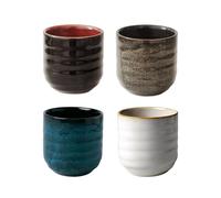 Générique Ceramic Tea Set, Tea Cup Set, 4 Piece Japanese Style Water Mugs, Handmade Ceramic Mug Sets with, Drinkware for Hot Chocolate Milk Juice Beverage, Stylish Home Cafe Kitchen Dining