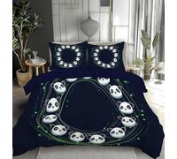 Générique Cercle Housse de Couette Queen Size Panda Housse de Couette Double 230x260 cm Parure de lit légère imprimée en 3D Lavable 2 taies d'oreiller 50x70 cm