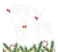 Générique Cerf de Noël 3 Statues de Renne en Fer imperméables et élégantes | Décor Noël Extérieur Pour l'Hiver en Intérieur, Fête, Maison, Bureaux, Étagère, Fenêtre, Entrée, B