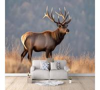 Générique Cerf Papier Peint Intissé 400×280cm Le Cerf, Un Animal Naturel Des Prairies Papier Peint Panoramique 3D XXL Poster Mural Salon Chambre Salle à Manger Chambre d'Enfant Décoration Murale
