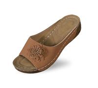 Générique Ces élégantes Chaussures compensées à Bout Ouvert pour Femmes, avec Dessus en Cuir et Chaussons Fleuris, sont des Chaussures Confortables et Pleines de tempérament.36#Y