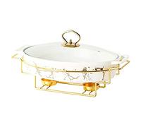 Générique Chafing Dish Buffet Set, Ceramics Chafer with Imitation Marble Finish, Chafer and Buffet Warmer Set for Buffet Weddings, Parties, Banquets, Catering Events