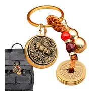 Générique Chain de clés de Feng Shui chinois, Feng Shui Coin Key Chain - PENDANTS DES CORIAUX CARREAUX - Longévité en laiton clés de cale de voiture Pendants, Feng Shui Coin Exquis pour adultes