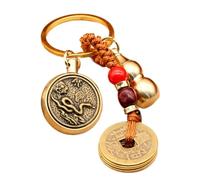 Générique Chain de clés de gourde en laiton, charme pour sac à dos | Chinois cinq empereurs Coin - Longévité du succès de la richesse, pendentif, pendentifs en chaîne de voitures