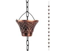 Générique Chaîne de Collecte d'eau Pluviale,Adaptateur De Drain Décoratif en Cuivre 2.7M | 12 Godets pour Drainage des Gouttières | pour Extérieur Jardin Toit Pergola Auvent