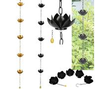 Générique Chaîne de Pluie Lotus en métal de 1.2 m, système de Drainage à 5 Tasses pour gouttière de Toit, gouttière, Fontaine Jaune résistante aux intempéries pour Cour, terrasse (A)