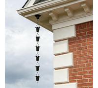 Générique Chaîne de Pluie pour Gouttière， Décoration de Jardin Japonaise en Alliage d'Aluminium Épais， Système de Drainage with S Crochet en S pour Villa et Terrasse， 1-7m， Noir (1.4m (4.6ft),Black)