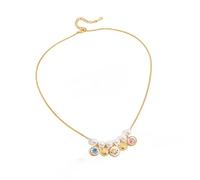 Générique Chaîne de sphère de pierre traditionnelle simple, breloque en forme de cœur et de fleur, longueur modifiable, bijoux de mode sans rouille, bijoux en perles artificielles antirouille