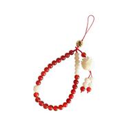 Générique Chaîne de Téléphone en Agate Rouge, Lanière Courte Vintage | Style Chinois, pour Femme, Accessoire Présent, Garde Petits Objets à Portée, Finition Solide