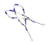 Générique Chaîne de Téléphone Portable Style Unique Bleu Bohème en Argile Polymère 2 Pièces, Légère et Décorative pour Téléphone et Paquet, pour DIY