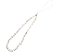 Générique Chaîne Téléphonique en Argile Polymère Perles Lune et Étoiles Blanches, Cordon à Perles pour Téléphone Portable, Fixation Facile, pour Anniversaire et Festival