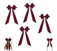 Générique Chair Sashes Christmas Red Chair Bow, Red Velvet Christmas Bows for Tree, for Tree, Chairs Cover Back Tie Supplies for Banquet, Kitchen, Hotel Home (4PCS)