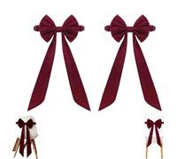 Générique Chair Sashes Christmas Red Chair Bow, Red Velvet Christmas Bows for Tree, for Tree, Chairs Cover Back Tie Supplies for Banquet, Kitchen, Hotel Home (2PCS)
