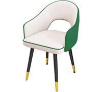 Générique Chaise d'appoint en Cuir imperméable avec Pieds en Acier Carbone, Fauteuil de Salon Moderne à Dossier Haut et siège rembourré et Moelleux(White+Green)