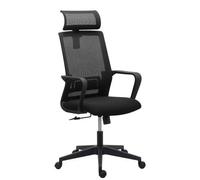 Générique Chaise de Bureau Spritz Tissu et Maille - avec accoudoirs et Soutien Lombaire - Appui-tête - Mécanisme Basculant centré - Pied Noir