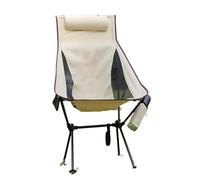 Générique Chaise de Camping Portable Lune randonnée Pliable tabourets Pratiques en Plein air en Alliage d'aluminium pêche avec Appui-tête(Moon Chair-Khaki)