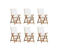 vidaXL – Chaises de jardin relaxantes en teck massif avec coussins – Lot de 6