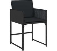 vidaXL Chaises de jardin Lot de 4 avec coussins – résine tressée noire