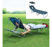 Générique Chaise de Plage Pliante D'Extérieur avec Dossier Réglable 4 Positions, Bain de Soleil Camping avec Ouverture for Le Visage et Visière Solaire for Les Parcs, Les Plages