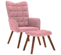 Générique Chaise de Relaxation avec Tabouret Rose Velours,Fauteuils,10.8KG-4016825
