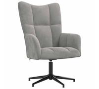 Générique Chaise De Relaxation Gris Clair Velours | Pivot 360 Degres, Cadre Acier, Pieds Croises, Confortable, Capacite 110 Kg