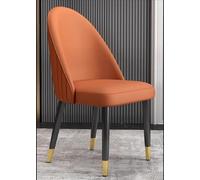 Générique Chaise de Salle à Manger décorative en Cuir de Vache avec Pieds en métal, Lot de 2(Orange,Wood Feet)