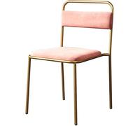 Générique Chaise de Salle à Manger en Velours Doux, Dossier en Fer forgé for café, Loisirs, Restaurant Occidental, Salon(Pink)