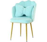 Générique Chaise de Salle à Manger en Velours Doux, Salle de Mariage Princesse, Balcon, réception, Salon, Maquillage, Nail Art, Spray, Pieds dorés(Lake Blue)